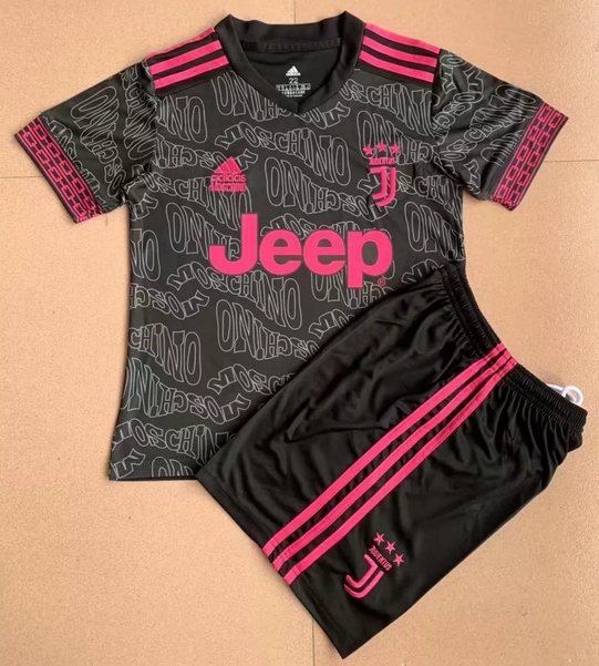 2021/22 Juventus Kids Black Pink Special Soccer Kits Shirt With Shorts